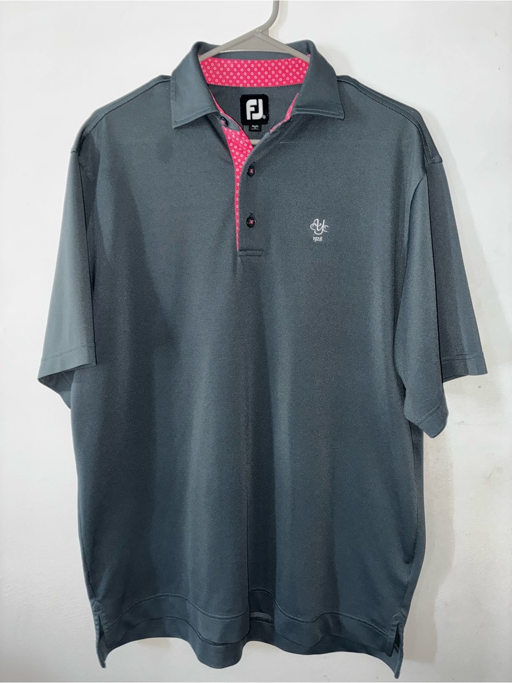 FootJoy Gray Polo with Pink Contrast Trim